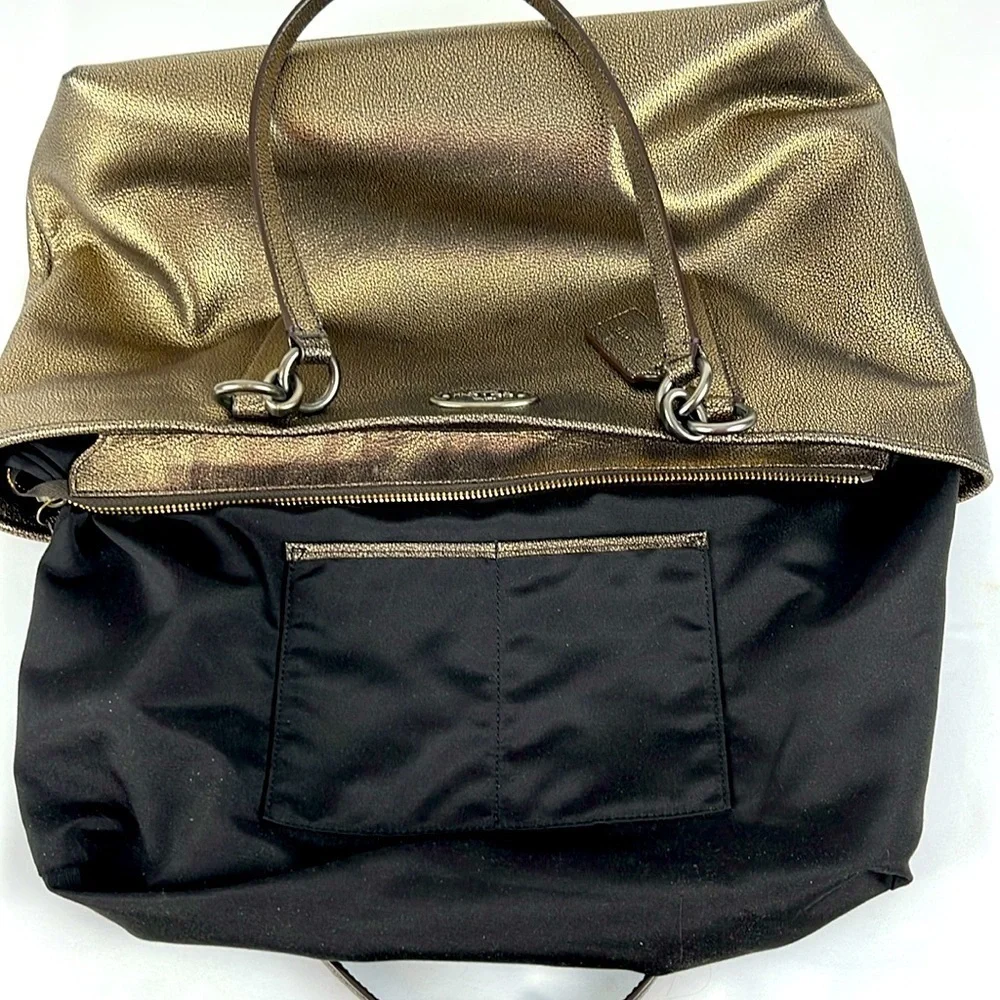 Coach Chicago Ellis Metallic Bronze Pebble Leather Large Tote Bag